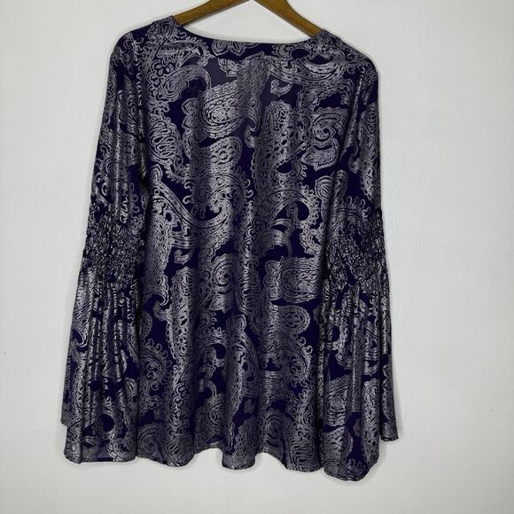 Michael Kors Blue and Silver Patterned Blouse - Picture 5 of 7